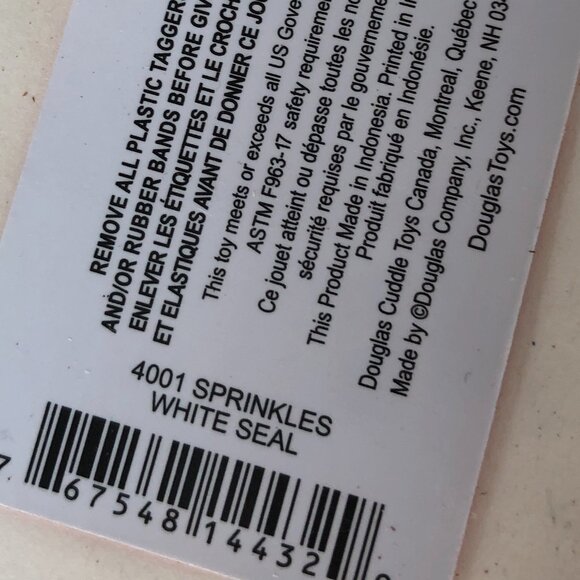 New w/Tag Douglas Plush  White Seal  Sprinkles Stuffed Animal 8.5" - Picture 9 of 10